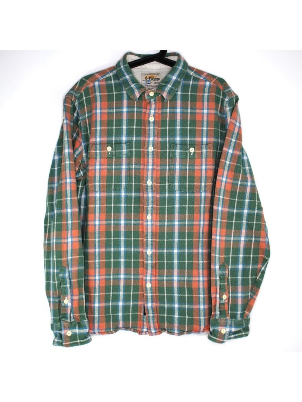 Faherty Mens Large Surf Flannel Forest Hollow Plaid Button Up Shirt C1265